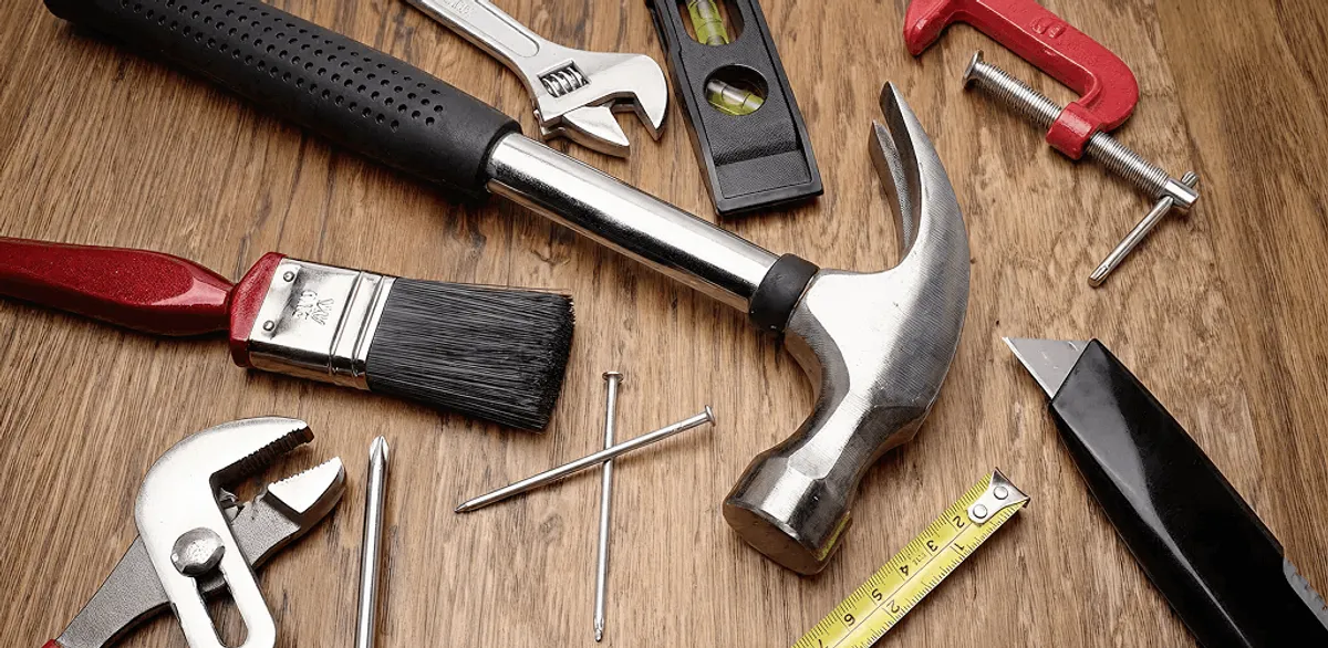 Handyman tools laid out for home repair and maintenance work in San Francisco, CA