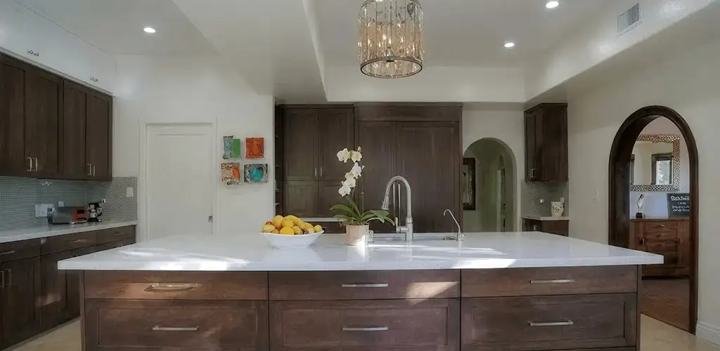 Cabinet refacing project with updated kitchen cabinets and island in San Francisco, CA
