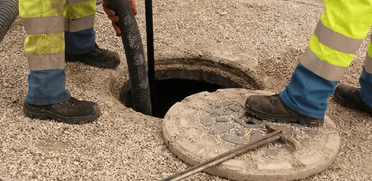Drain cleaning crew clearing a sewer access point with professional equipment in San Francisco, CA